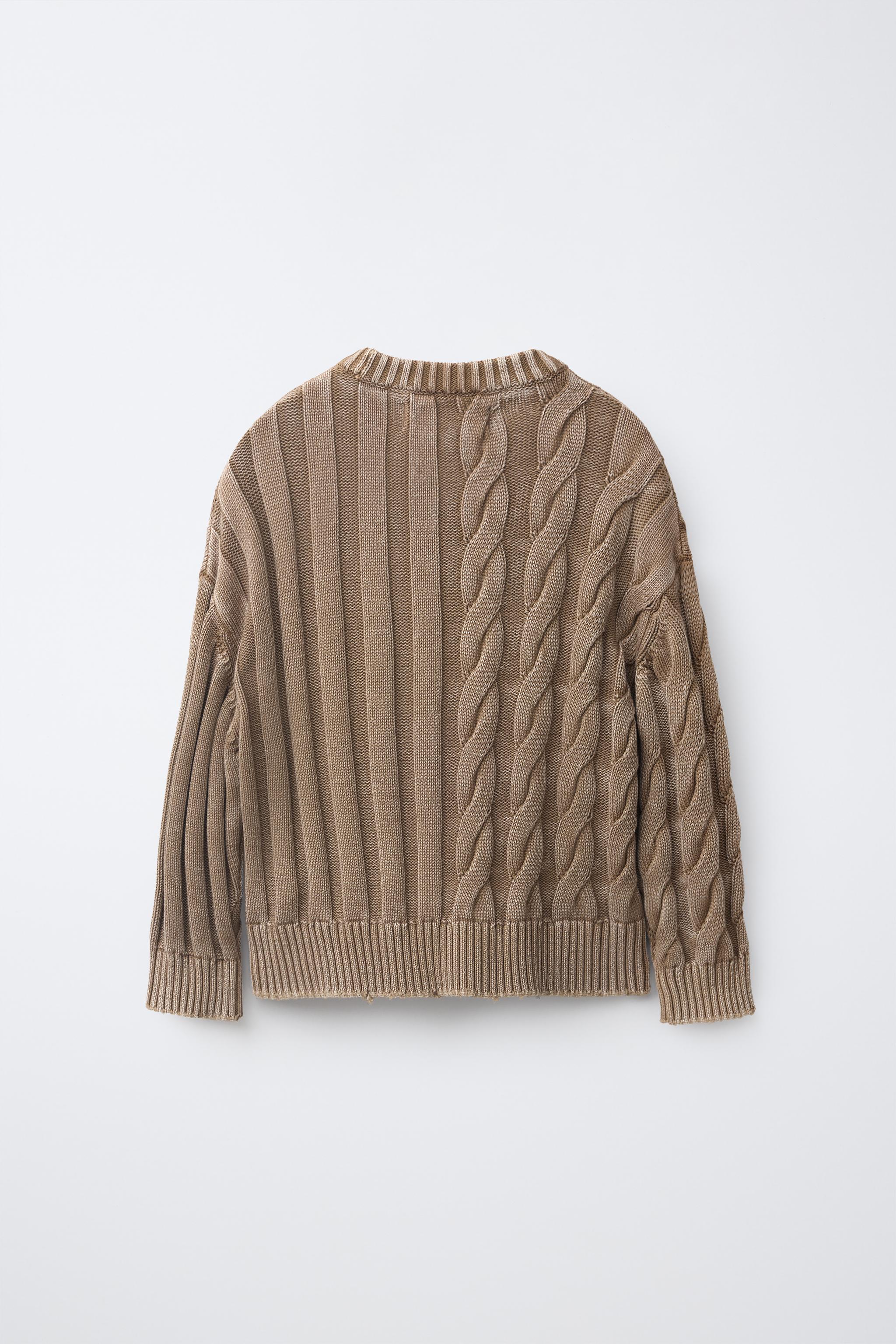 ACID WASH CABLE KNIT JUMPER
